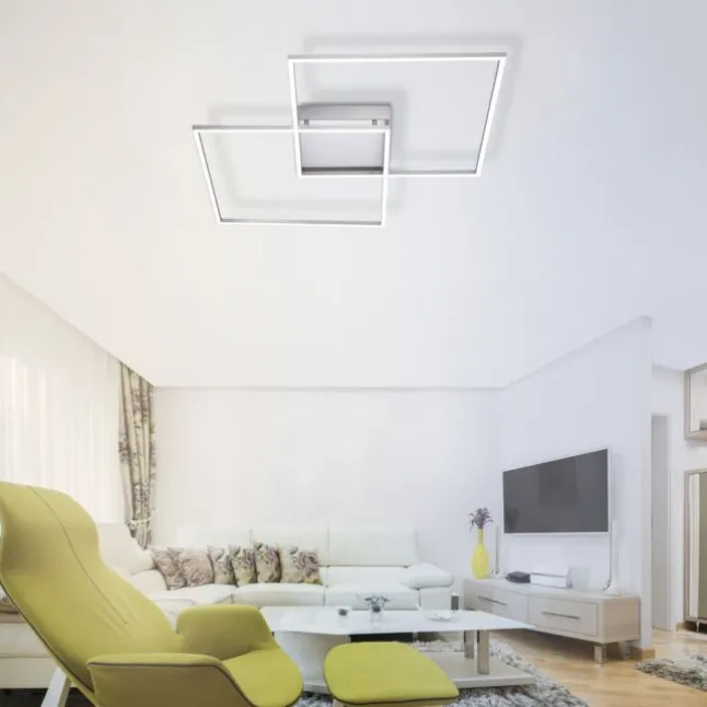 Paul Neuhaus, Q-INIGO, LED-Deckenleuchte, CCT, silber, dimmbar, Smart Home