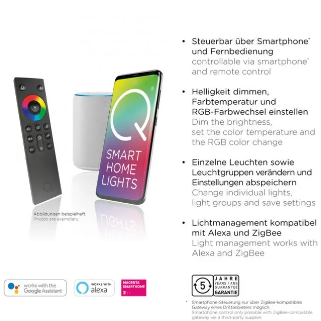 Paul Neuhaus, Q-MIRAN, Smart Home, LED-Deckenleuchte, 30x30cm, Fernbedienung, aluminium
