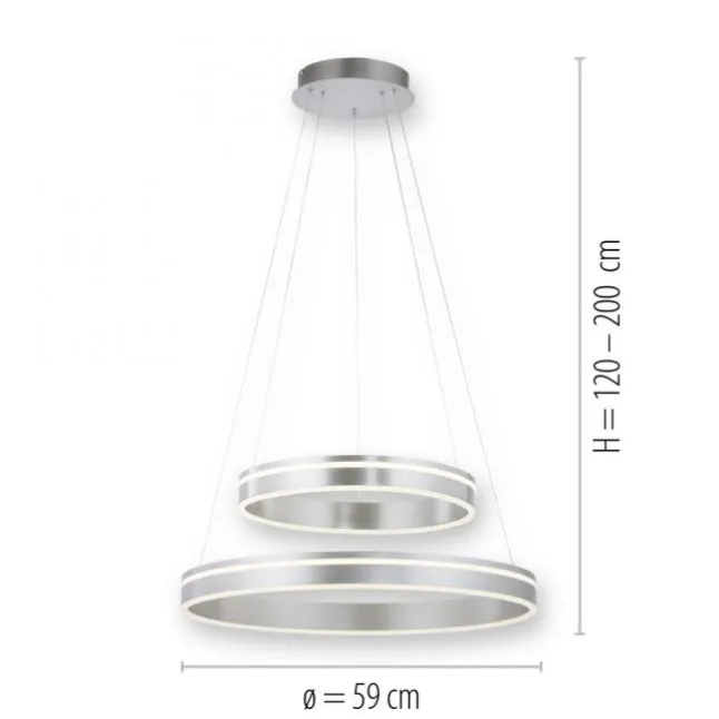 Paul Neuhaus Q VITO LED Hängelampe Smart Home silberfarbig rund doppel Ring Fernbedienung