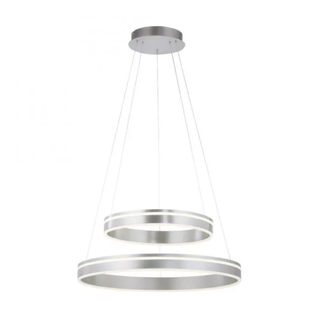 Paul Neuhaus Q VITO LED Hängelampe Smart Home silberfarbig rund doppel Ring Fernbedienung