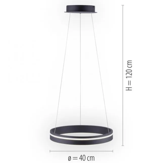 Paul Neuhaus, Q-VITO, LED-Pendellampe, anthrazit, Ø 40cm, Leuchtring
