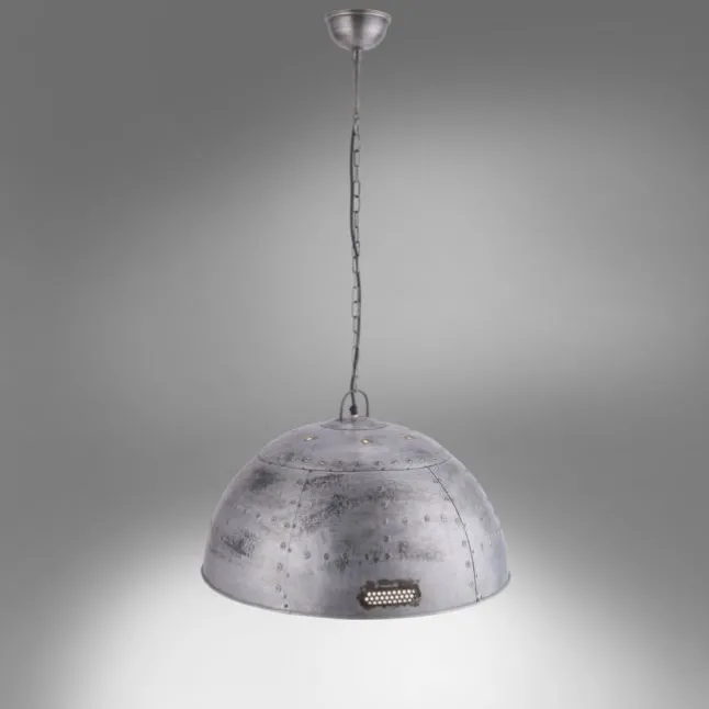 Pendelleuchte, Eisen, halbrunder Leuchtschirm, E27, Ø 60cm, rustikal
