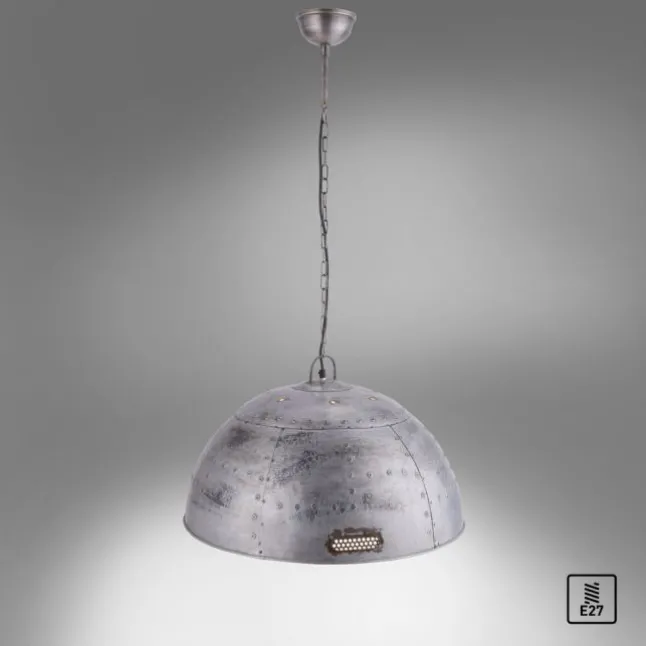 Pendelleuchte, Eisen, halbrunder Leuchtschirm, E27, Ø 60cm, rustikal