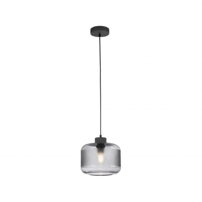 Pendelleuchte stahl, rauchfarbiges Glas