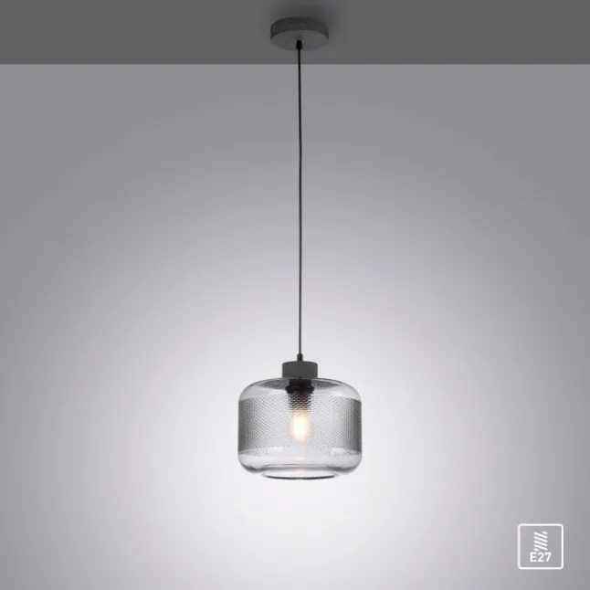 Pendelleuchte stahl, rauchfarbiges Glas