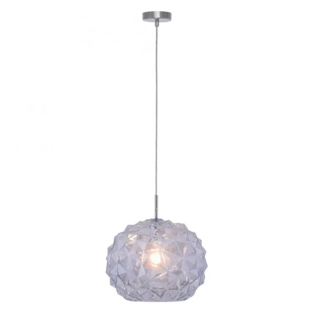 Pendelleuchte, weiß-blaustichig, Glas, Retro Stil, E27 Fassung, Ø 35cm