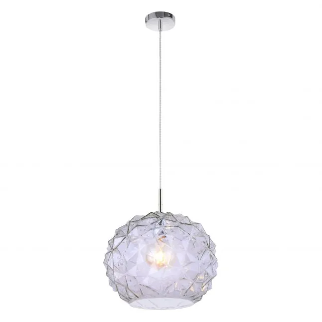 Pendelleuchte, weiß-blaustichig, Glas, Retro Stil, E27 Fassung, Ø 35cm