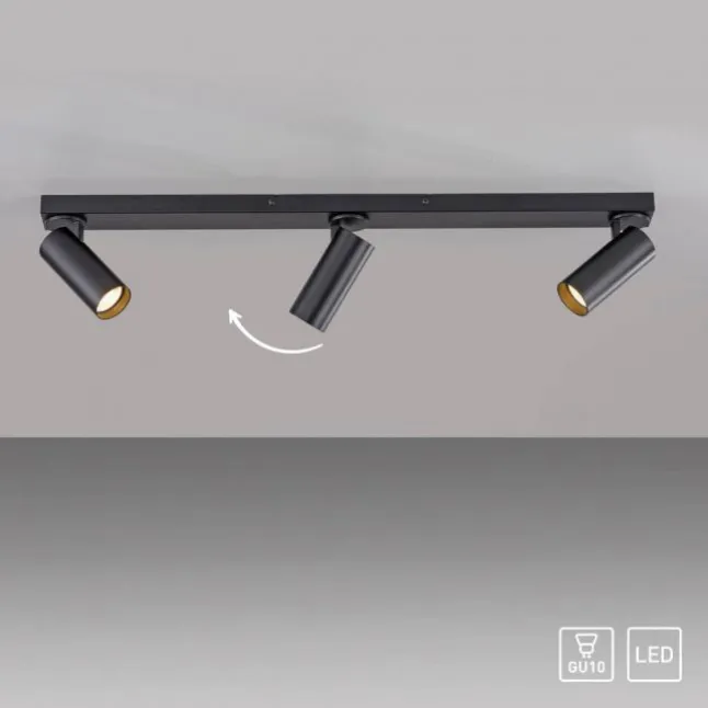Schöner Wohnen-Kollektion LED Deckenleuchte RIK, schwarz, 3-flammig, drehbar