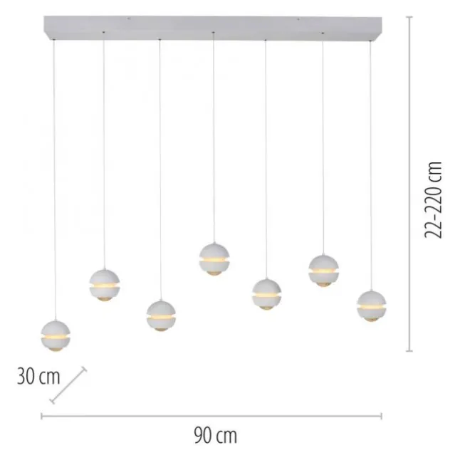 Schöner Wohnen-Kollektion LED Pendelleuchte weiss, 7-flammig, dimmbar
