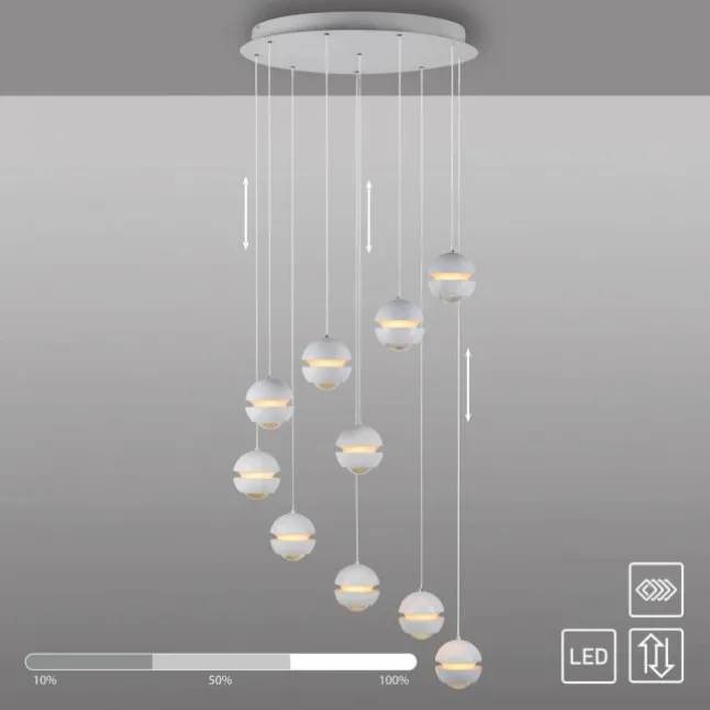 Schöner Wohnen-Kollektion LED Pendelleuchte LINI, weiss, 10-flammig, dimmbar