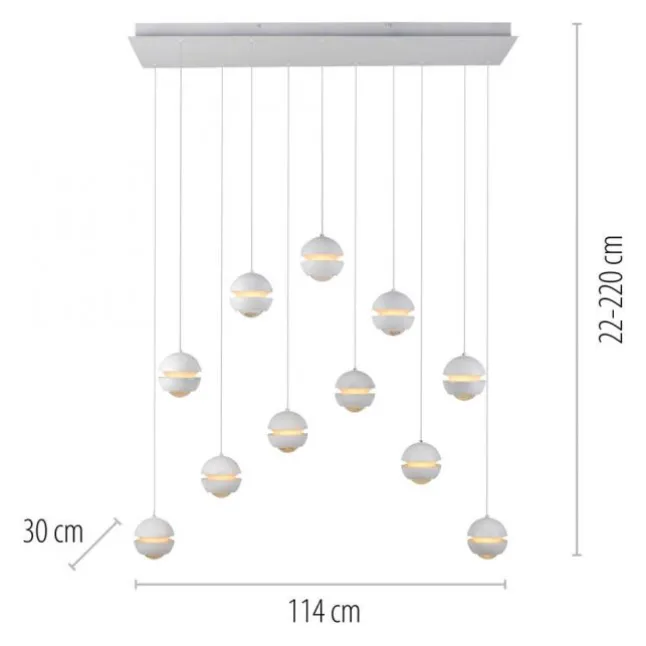 SCHÖNER WOHNEN-Kollektion LED Pendelleuchte LINI, weiss, 11-flammig, dimmbar