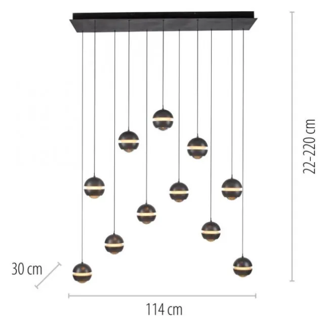 Schöner Wohnen-Kollektion LED Pendelleuchte LINI schwarz, 11-flammig, dimmbar