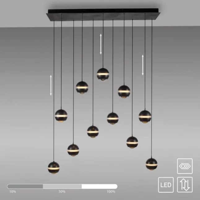 Schöner Wohnen-Kollektion LED Pendelleuchte LINI schwarz, 11-flammig, dimmbar