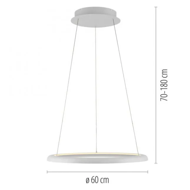 Schöner Wohnen-Kollektion LED Pendelleuchte QUILLO, weiss, rund, dimmbar, Lift