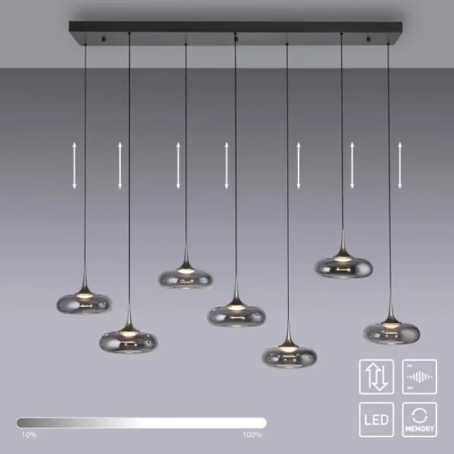 Schöner Wohnen-Kollektion LED Pendelleuchte POSH, grau, 7-flammig, dimmbar