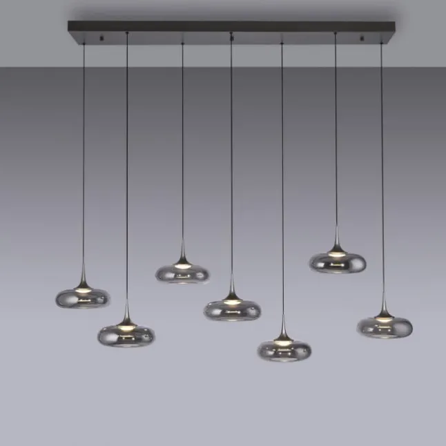 Schöner Wohnen-Kollektion LED Pendelleuchte POSH, grau, 7-flammig, dimmbar