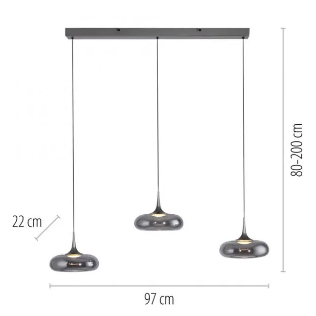 Schöner Wohnen-Kollektion LED Pendelleuchte POSH, grau, dimmbar, Comfort Lift