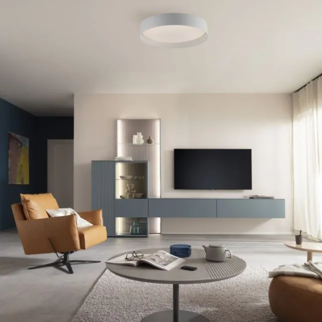 Schöner Wohnen-Kollektion LED Deckenleuchte TAVOLI, weiss, rund D=39cm, dimmbar, Fernbedienung