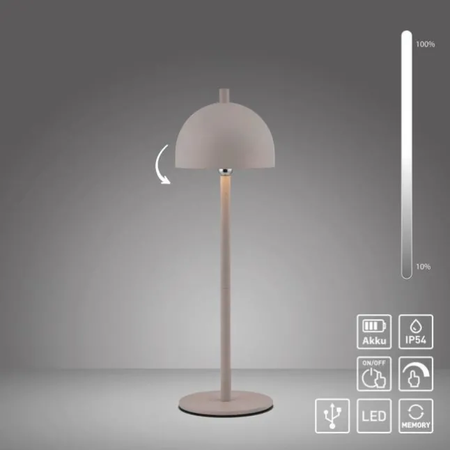 Schöner Wohnen-Kollektion LED Akku Tischleuchte BELLIES, Sandfarben, aufladbar, USB