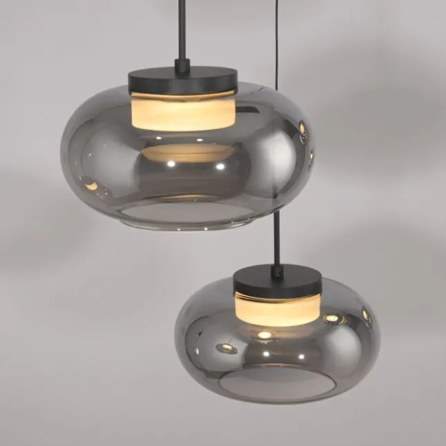 Schöner Wohnen-Kollektion Pendelleuchte SIA schwarz, 5-flammig, Rauchglas, dimmbar
