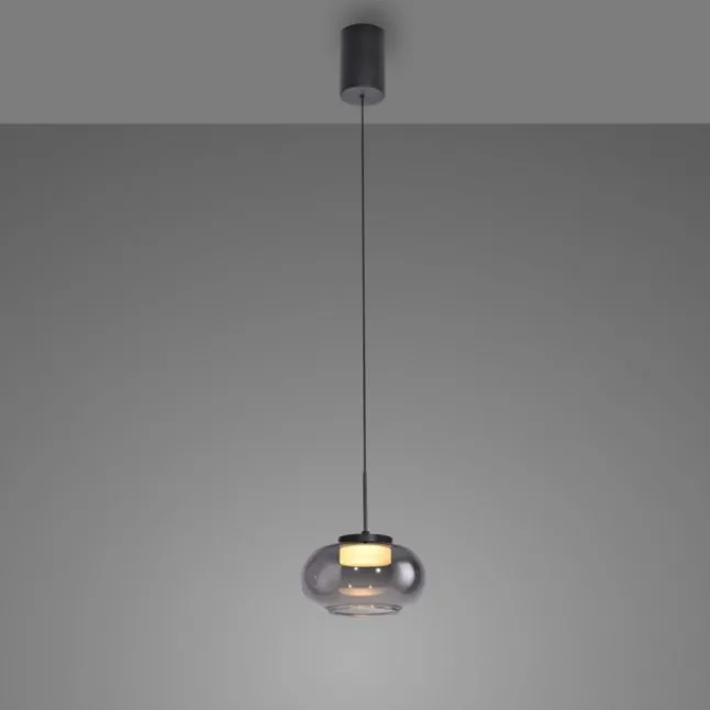 Schöner Wohnen-Kollektion Pendelleuchte SIA schwarz, Rauchglas, dimmbar