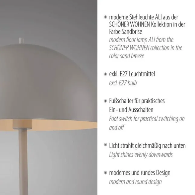 Schöner Wohnen-Kollektion Stehleuchte ALI, sandfarben, Fußschalter