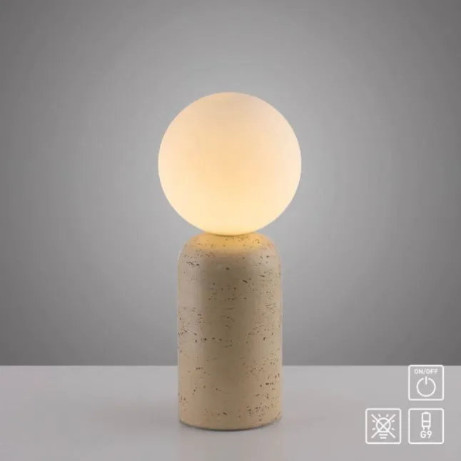 Schöner Wohnen-Kollektion Tischleuchte TRAVENTA, sandfarben, Travertin-Optik, E27 Leuchtmittel wählbar