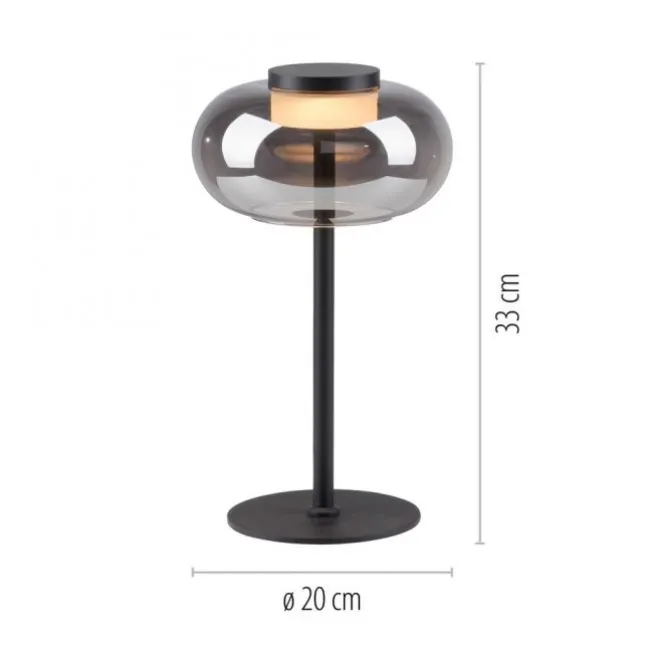 Schöner Wohnen-Kollektion Tischleuchte SIA schwarz, Rauchglas, Schnurschalter
