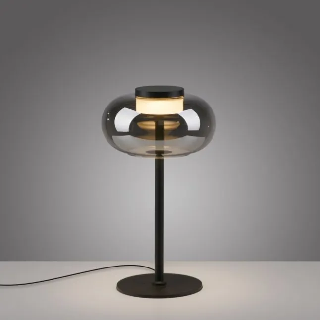 Schöner Wohnen-Kollektion Tischleuchte SIA schwarz, Rauchglas, Schnurschalter